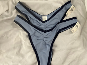 2 Pack Aerie Nylon Spandex Microfiber Hi-Cut Thongs Size M Blue