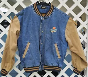 Vintage 90s L Dunbrooke Denim Jean Gatorade Embroidered Varsity Large Jacket VTG - Picture 1 of 22