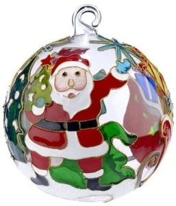 LAST ONE Kubla Crafts Cloisonne Enamel Santa Claus Glass Ornament 1303R FREESHIP - Picture 1 of 1