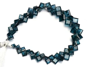 Green Imperial Kyanite Gem 5 to 8mm Size Faceted Square Shape Beads 9" Strand - Picture 1 of 3