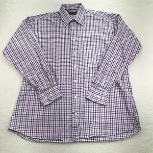 Bullock & Jones Shirt Mens Large Purple Check Button Up Long Sleeve USA Made - Picture 1 of 8