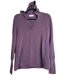 Dakini Womens Medium Pullover Sweater Hood Pockets Cotton Thumbholes Purple - Picture 1 of 10