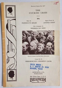 Vintage 1954 The Cucko Cries Music Pamphlet - Picture 1 of 3