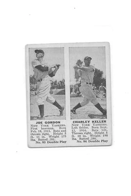 1941 Double Play Set-Break # 83/84. Joe Gordon/Charley Keller G/VG YANKEES  - Image 1 of 2