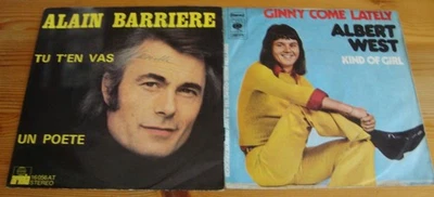 2 x 7": Ginny come lately - Albert West + Tu t'en vas - Alain Barriere  - Image 1 of 3
