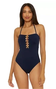 NUOVO! $172 TRINA TURK MONACO COSTUME DA BAGNO PEZZO UNICO BLU NAVY TAGLIA 8 - Foto 1 di 8