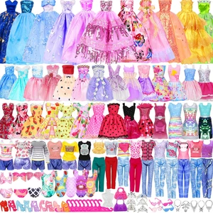 130 PCS Barbi Clothes Doll Fashion Wear Clothing Outfits Dress up Gown Shoes Lot - Picture 1 of 11