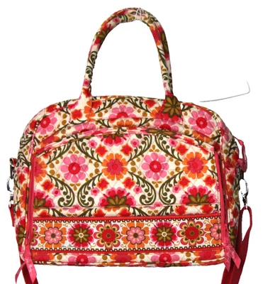 VERA BRADLEY METROPOLITAN LAPTOP BAG "Folkloric" print orange pink green padded - Image 1 of 4