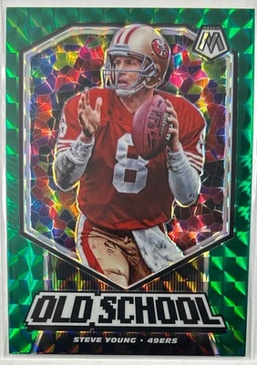 2020 Mosaic #OS5 Steve Young Old School Prizm Green San Francisco 49ers - Image 1 of 2