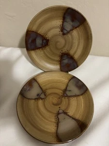 Sango Splash Brown 4951 Stoneware Drip Glaze Salad Dessert Plate 8 1/4" Lot of 2 - Picture 1 of 4