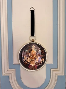 Belgische Vintage Trockenblumen Kunst | Cideart Glaskuppel Rahmen | Retro Wandbild  - Bild 1 von 3