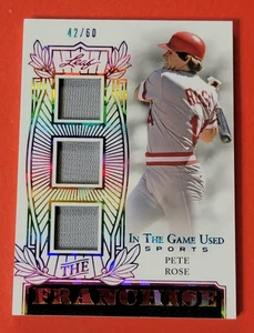 Pete Rose GAME USED JERSEY CARD #d43/60 2024 LEAF THE FRANCHISE CINCINNATI REDS - Picture 1 of 3