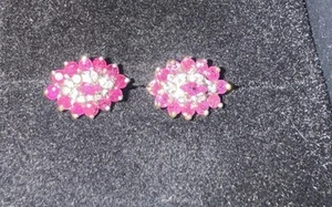 🌹🌹Ruby and Diamond Fashion Earrings - Natural Diamonds - 14Kt Yellow Gold🌹🌹 - Picture 1 of 4