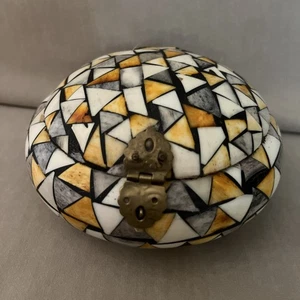 ❤️VTG LG MOSAIK INLAY KAMELKNOCHEN SCHMUCK/SCHMUCKKÄSTCHEN. SAMT INNENAUSSTATTUNG - Bild 1 von 6