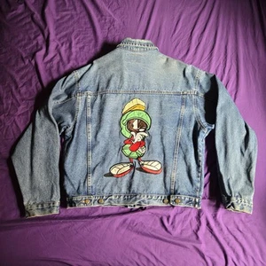 Taglia GRANDE Giacca Vintage Marvin The Martian Looney Tunes Warner Bros Ricamata - Foto 1 di 16
