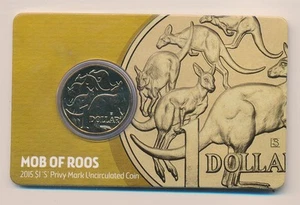 Australia: 2015 Mob of Roos $1 "S" Sydney Privy Mark in RAM Card - Imagen 1 de 1