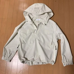 United Arrows Ivory Hooded Nylon Pullover Jacket, Front Pockets, Used - Picture 1 of 7