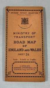 Ordnance Survey Ministry Transport Road Map, Bridges Patent Mounting, Bedford - Picture 1 of 5