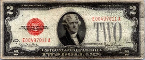 1928-G $2 "RED SEAL" (LOW SERIAL # E00497011A ) Legal Tender VGFine-Fr. 1508 - Picture 1 of 3