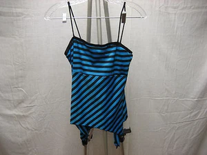 Blusa para mujer Kimi negra y azul a rayas M mediana hecha en EE. UU. - Imagen 1 de 2