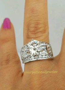 5.25 carat ladies 14k White Gold round Engagement Wedding Ring 7 wide - Picture 1 of 12