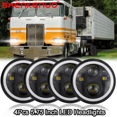 Faros redondos LED HI/LO 4 piezas 5-3/4" 5,75" mejorados haz para Peterbilt 352 359 Foto 1 de 4