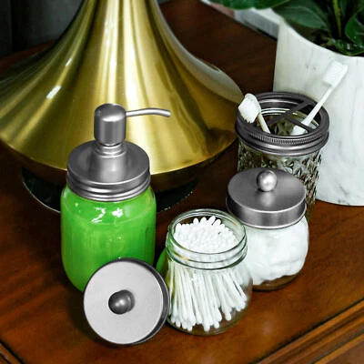 Juego de accesorios de baño de granja tarro de albañil premium de 4 piezas organizador de decoración rústico Foto 1 de 4