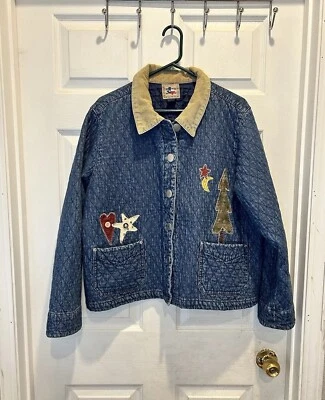 Не связывайтесь с Texas стеганая джинсовая куртка размер XL вышитая рождественская елка - Изображение 1 из 4