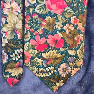 Tango by Max Raab Mens Tie Floral Print Pink Blue 100% Cotton Made In USA - Picture 1 of 6