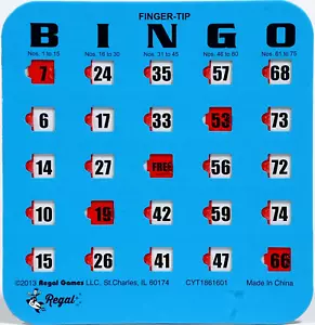 Regal Games Easy Read 4-Ply Finger-Tip Shutter Slide Bingo Cards, 25 Pack, Blue - Picture 1 of 1