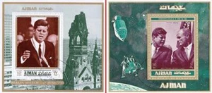 AJMAN/EMIRATOS EAU 1971 KENNEDY (JFK) en BERLÍN y JOHN GLENN x2 S/S ESPACIO - Imagen 1 de 1