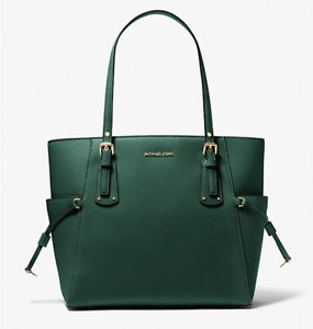 New Michael Kors Voyager Saffiano Leather Tote Bag Racing Green