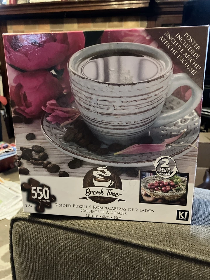 Break Time 2 Sided Coffee / Grapes 550 pc Jigsaw Puzzle 24" " Karmin K1