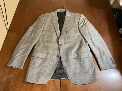 PETER MILLER Gray Plaid Sport Coat Suit Blazer 40R Wool - Image 1 of 4