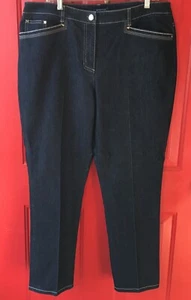 Jones NY Signature Woman Stretch Blue Jeans Plus Size 16W Silver Thread Accents - Picture 1 of 13