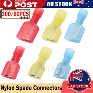 300PCS Nylon Spade Quick Disconnect Connector Male & Female Wire Crimp Terminals - Picture 1 of 27