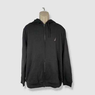 $80 Nautica Men's True Black Classic-Fit Soft Knit Fleece Zip Hoodie Size XL - Image 1 of 4