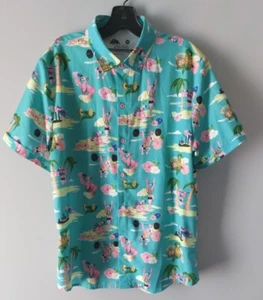 Ann Arbor Flamingo button up Hawaiian Short Sleeve Colorful shirt Mens size Med - Picture 1 of 5