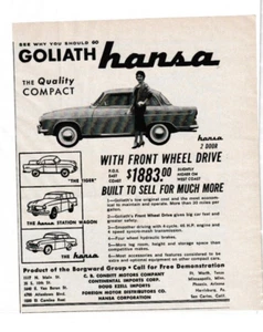 Original 1960 Goliath Hansa Small-Size Magazine Ad "The Quality Compact" - Picture 1 of 1