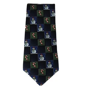 Corbata Hallmark Yule Navidad muñeco de nieve/bastón de caramelo corbata para hombre festiva vacaciones azul - Imagen 1 de 6
