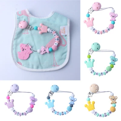Dummy Clips Silicone Pacifier Holder Soother Chain Baby Shower ❀ ' - Image 1 of 4