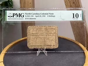 North Carolina Colonial Note Fr#NC-119 April 23, 1761 3s PMG 10 NET *14 Known* - Picture 1 of 3