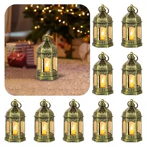 Mini Lanterns Decorative Indoor 10 Pcs Gold Small Hanging LED Lanterns for Ce... - Picture 1 of 7
