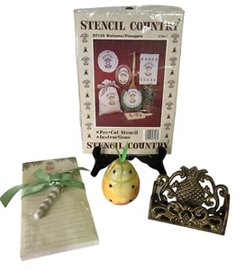 Ananas Konvolut Kartenhalter ... Schablone ... Notizblock & Stift ... Briefbeschwerer - Bild 1 von 12