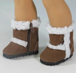 18 Zoll Mädchen Puppenkleidung Schuhe dunkelbraun pelzig Kunstleder Stiefel amerikanischer Verkäufer - Bild 1 von 2