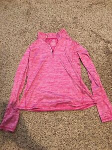 danskin now semi fitted shirt 1/4 Zip Long Sleeve Womens Pink