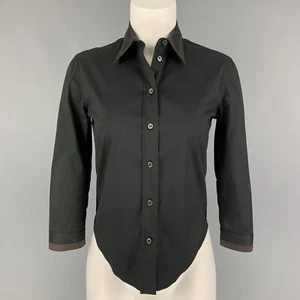PRADA Size 2 Black Brown Cotton Nylon Blouse - Picture 1 of 5