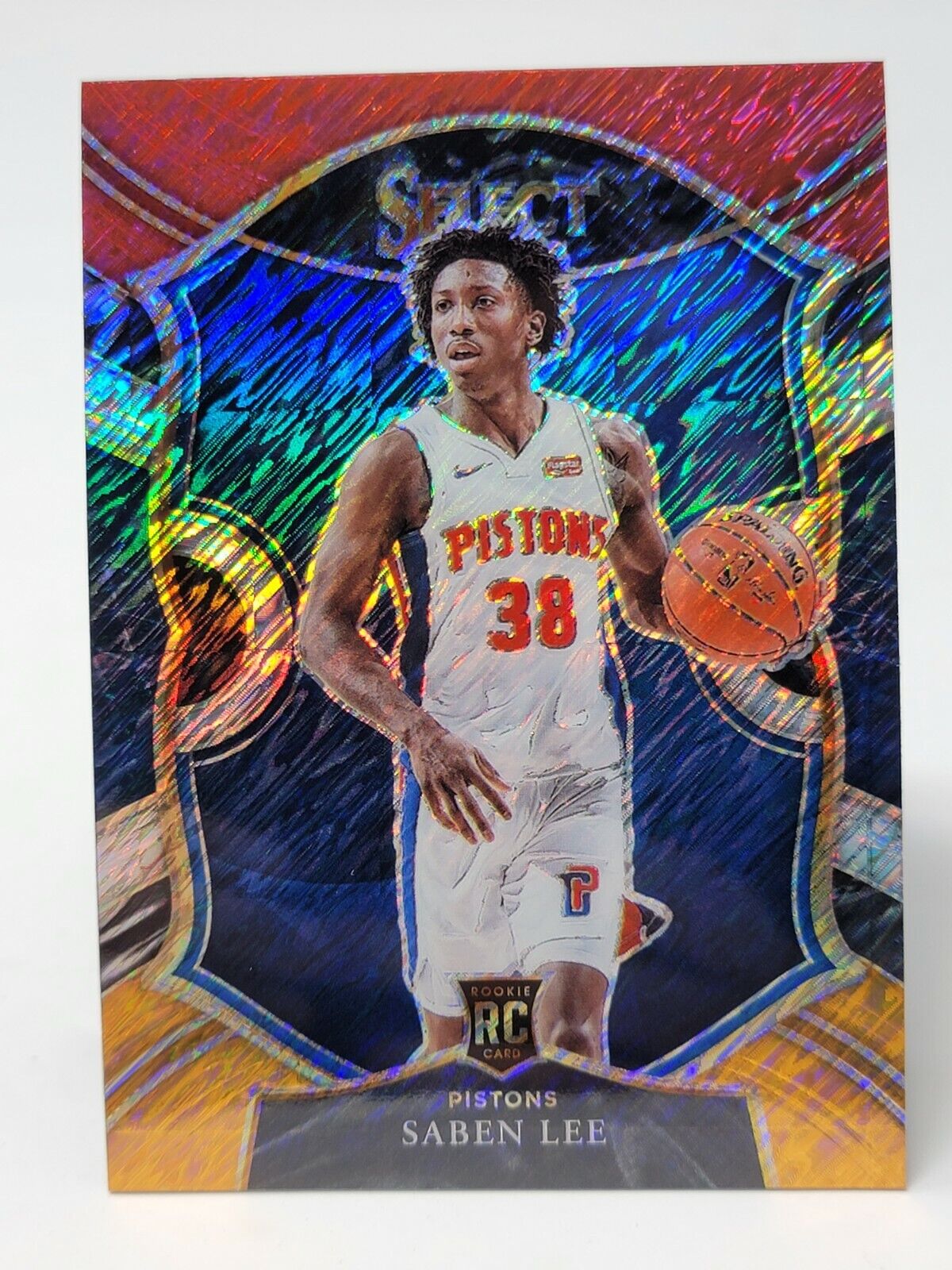 2020-21 Select Saben Lee Concourse Red White Orange Shimmer Pistons #97 