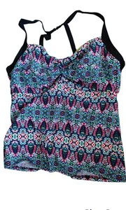 Title Nine Women's Tankini pink gen blk Multi Color Twist Top 34D Nylon Span SM - Picture 1 of 9