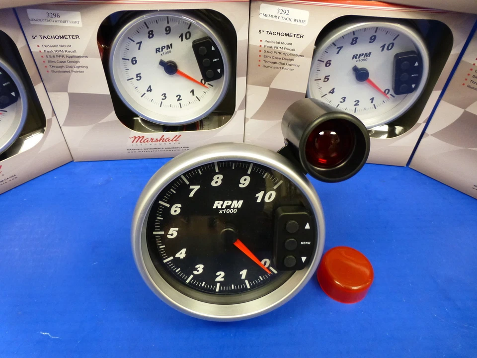 Tacómetro Marshall 3096 5" 10.000 RPM velocímetro de memoria con luz de cambio de llamada Foto 1 de 3